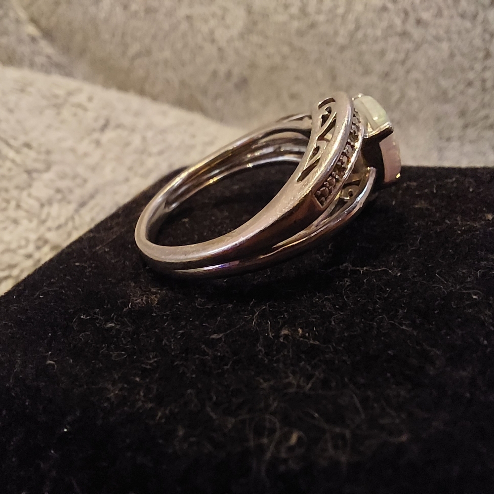 Lab Made Opal Sterling Silver Ring - image 3